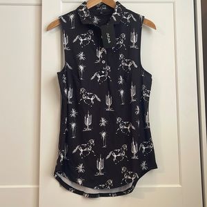 BAD BIRDIE GOLF NWT Women Polo Giddy Up Black Sleeveless Size M